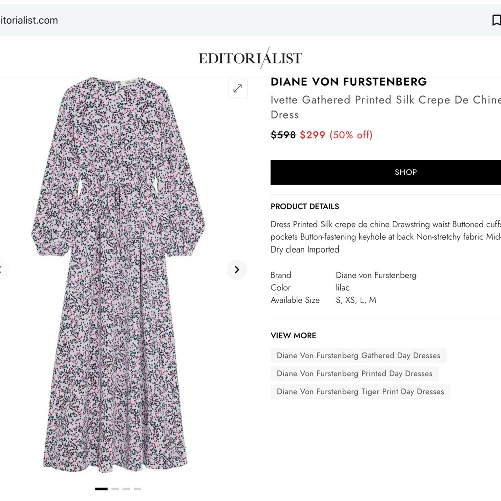 Diane Von Furstenberg Purple Long Sleeve Gown